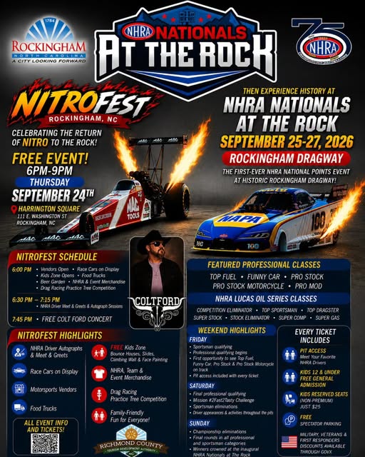 Rockingham NHRA Nationals Nitrofest car show in Rockingham, NC