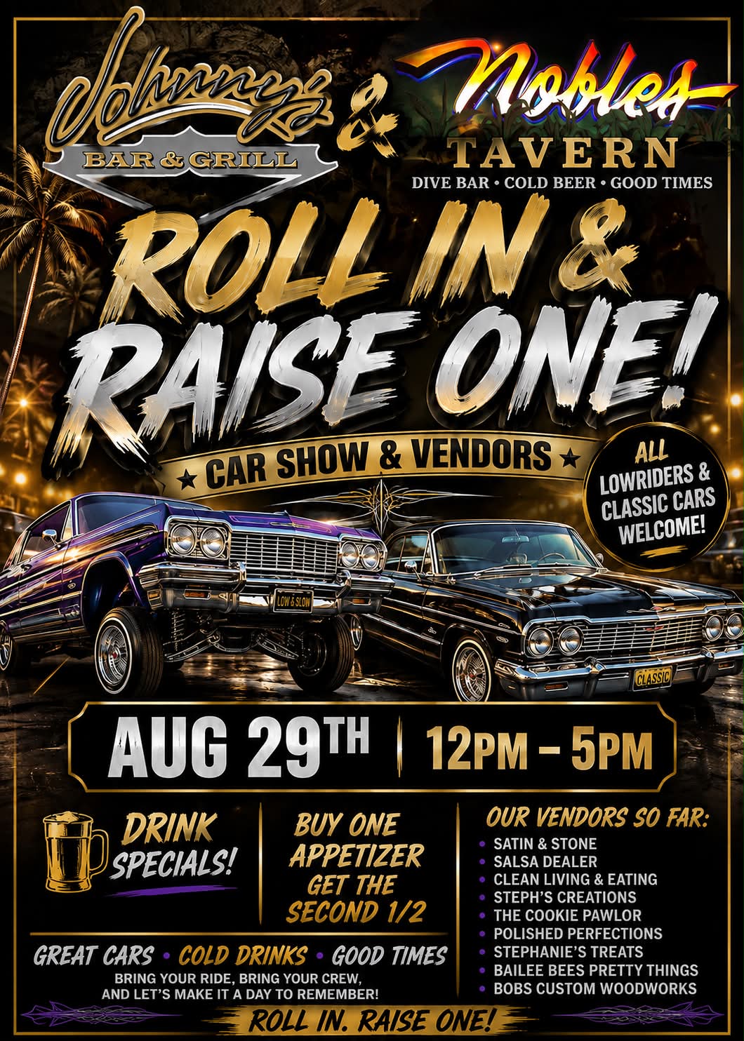 Roll in & Raise One! Car Show at Johnny's Bar & Grill event at Johnny's Bar & Grill in Salem, OR on August 29, 2026