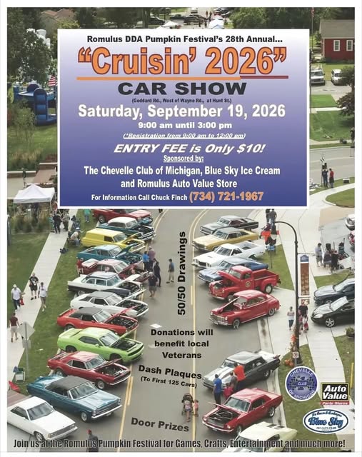 Romulus DDA Pumpkin Festival’s 28th Annual Cruisin’ Car Show car show in Romulus, MI