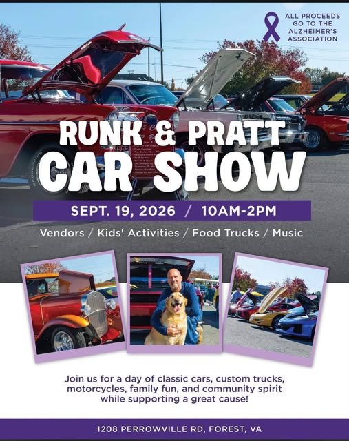 Runn & Pratt Car Show event at Runn & Pratt in Forest, VA on September 19, 2026