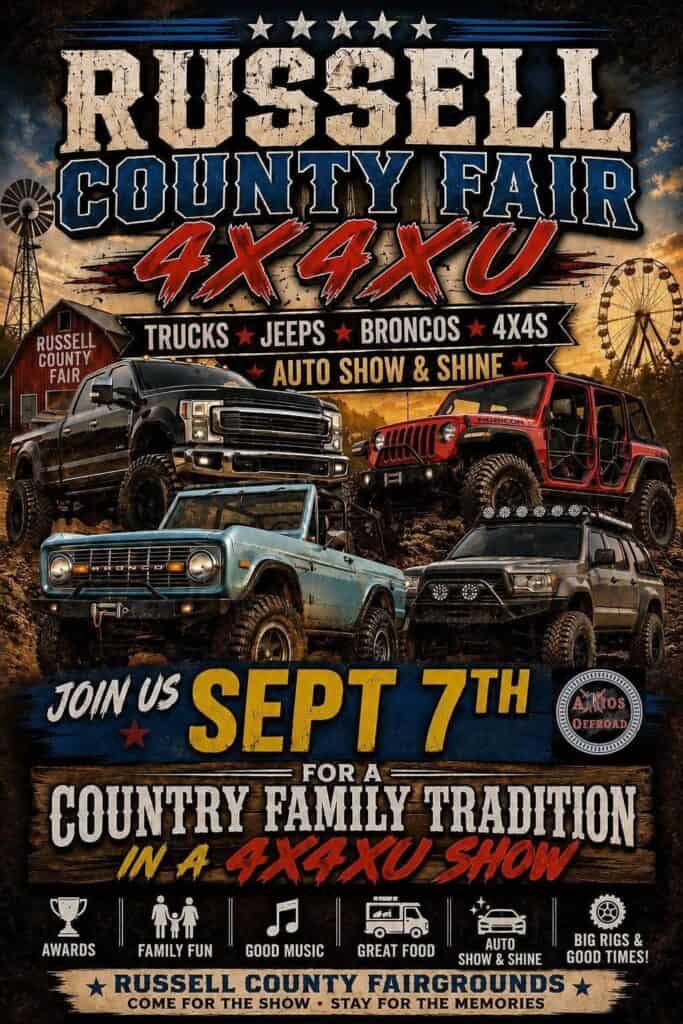 Russell County Fair 4X4XU Auto Show & Shine event at Russell County Fairgrounds in Castlewood, VA on September 7, 2026