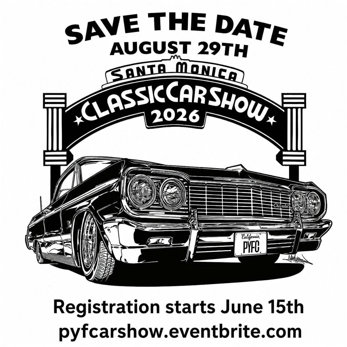 Santa Monica Classic Car Show event at Santa Monica Pier in Santa Monica, CA on August 29, 2026