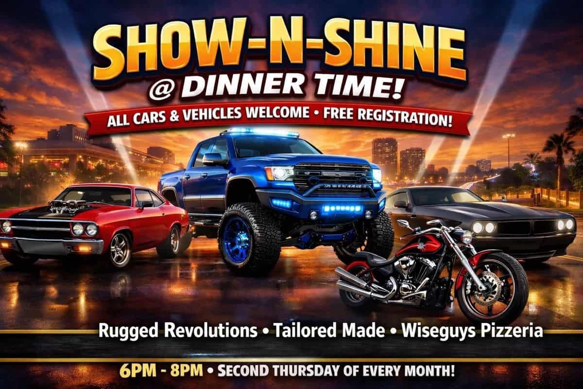 Show-N-Shine @ Dinner Time event at Wise Guys Pizzeria in Ocala, FL on August 13, 2026