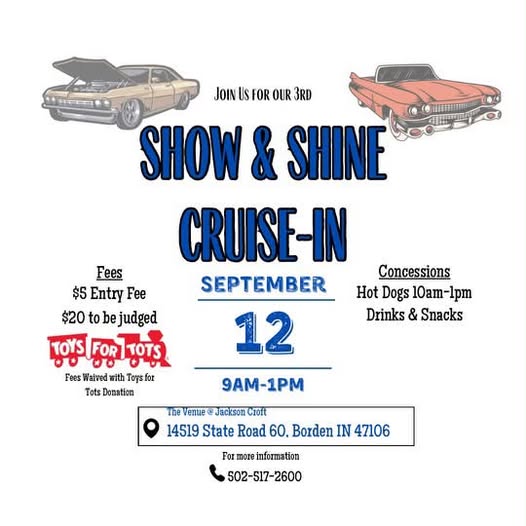 Show & Shine Cruise-In at the Venue @ Jackson Croft event at The Venue @ Jackson Croft in Borden, IN on September 12, 2026