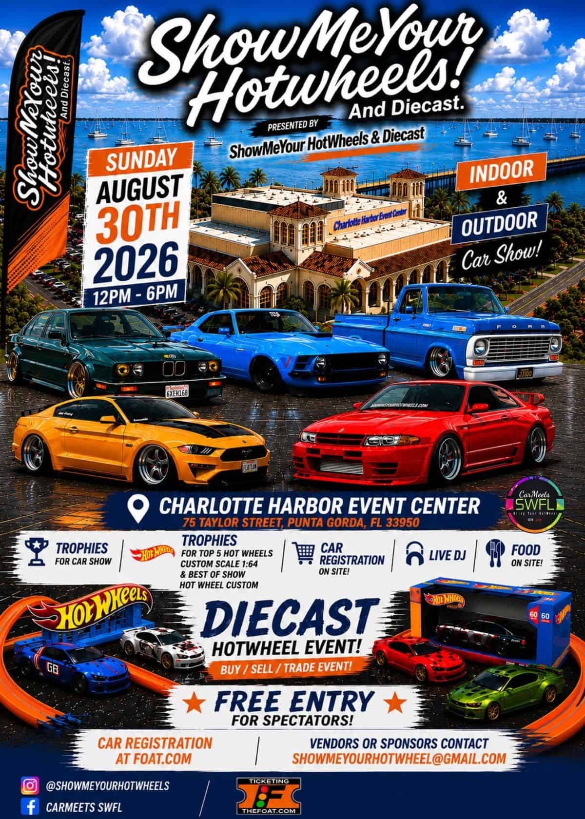 ShowMeYour HotWheels & Diecast Car Show event at Charlotte Harbor Event Center in Punta Gorda, FL on August 30, 2026