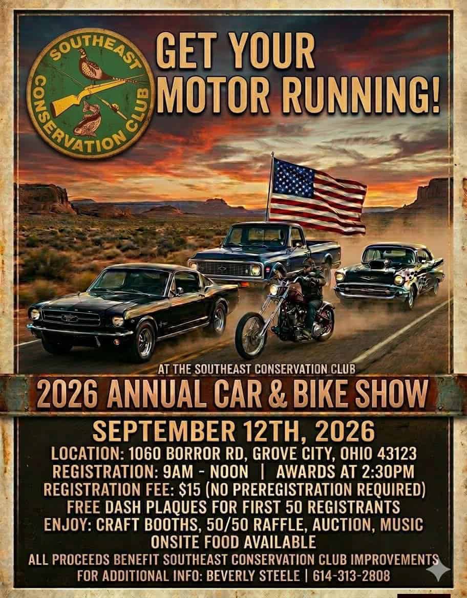 Southeast Conservation Club Annual Car & Bike Show event at Southeast Conservation Club in Grove City, OH on September 12, 2026
