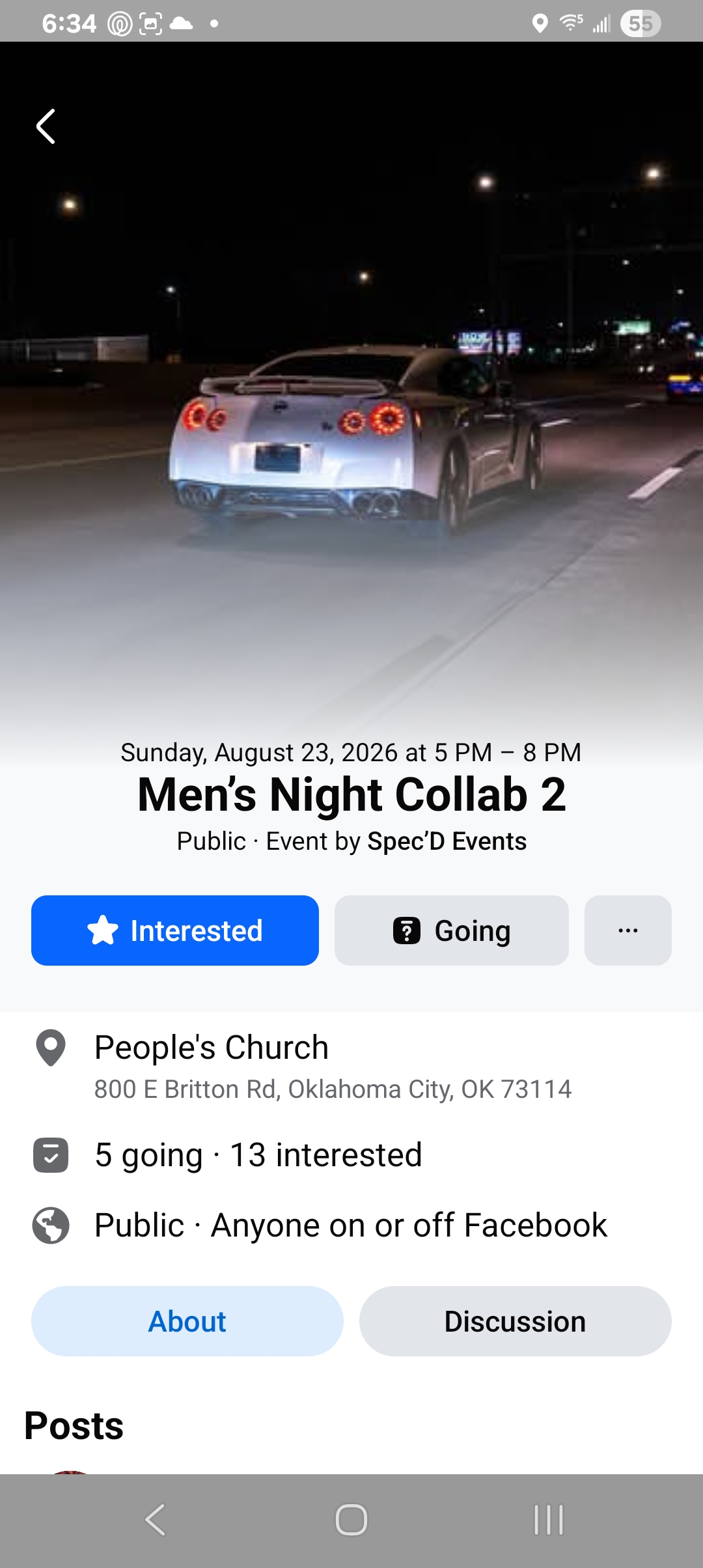 Spec'd Events Men's Night Collab 2 event at People's Church in Oklahoma City, OK on August 23, 2026