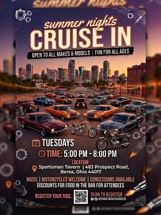 Sportsman Tavern Summer Nights Cruise in event at Sportsman Tavern in Berea, OH on August 11, 2026