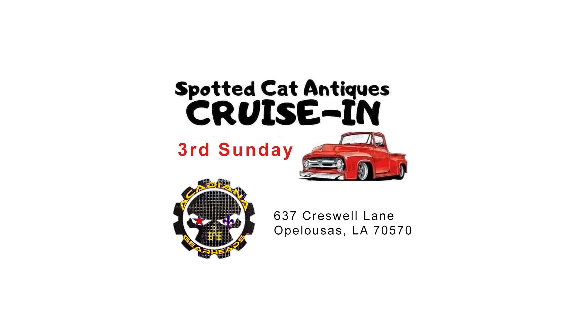 Spotted Cat Antiques Cruise-In event at Spotted Cat Antiques in Opelousas, LA on August 16, 2026