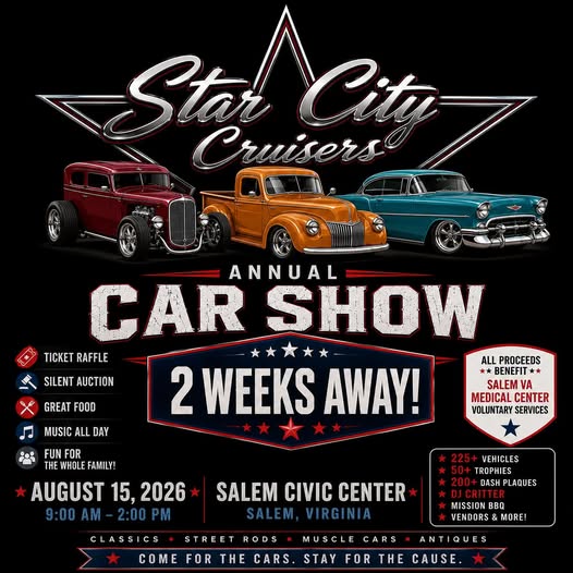 Star City Cruisers Annual Car Show event at Salem Civic Center in Salem, VA on August 15, 2026