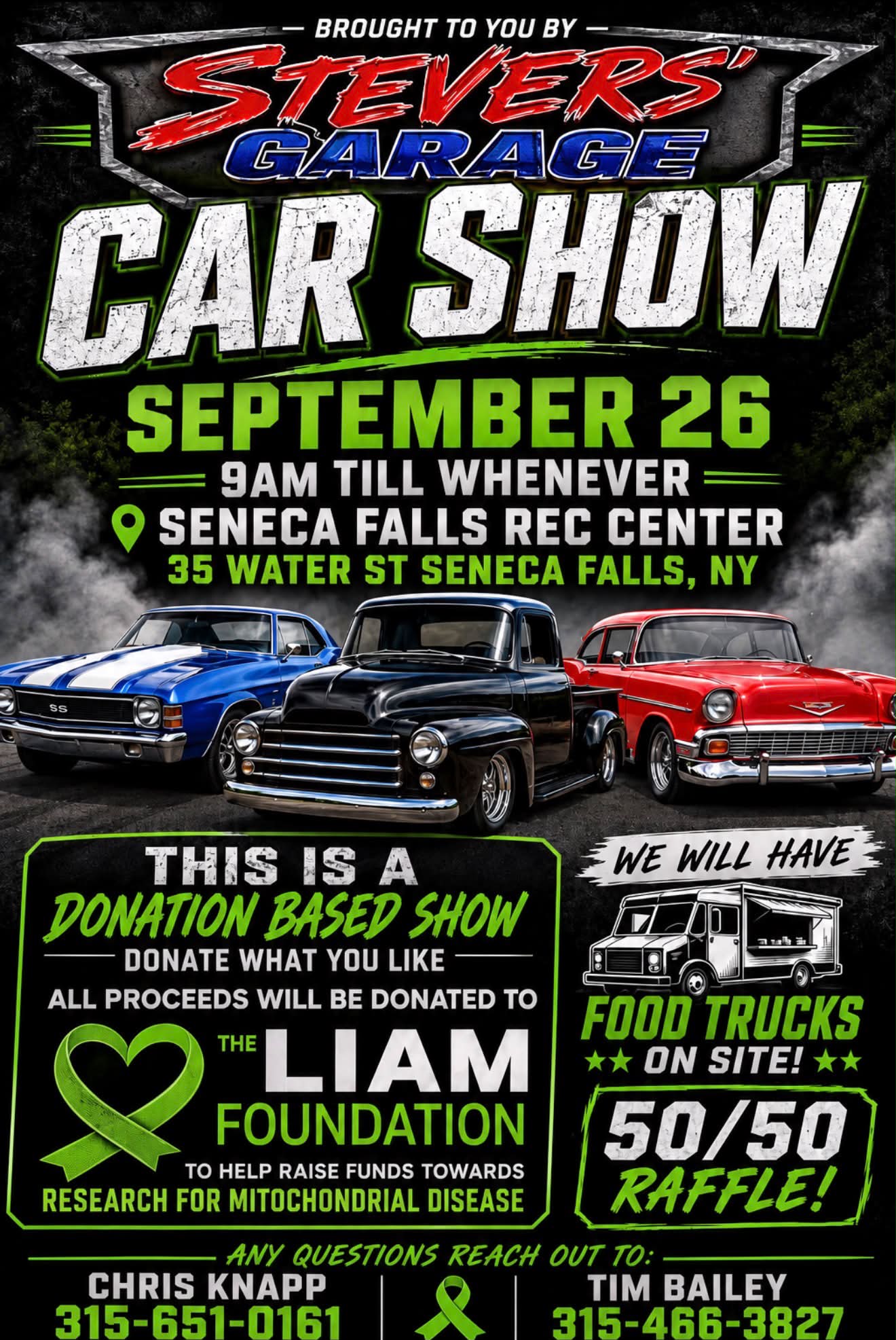 Stever's Garage Car Show event at Seneca Falls Rec Center in Seneca Falls, NY on September 26, 2026