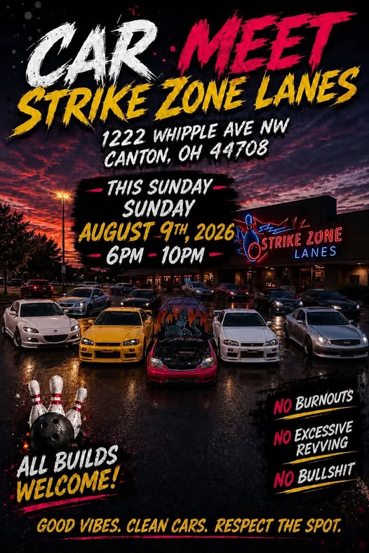 Strike Zone Lanes Car Meet event at Strike Zone Lanes in Canton, OH on August 9, 2026