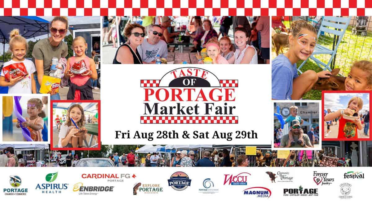 Taste of Portage Market Fair event at Market Square in Portage, WI on August 28, 2026