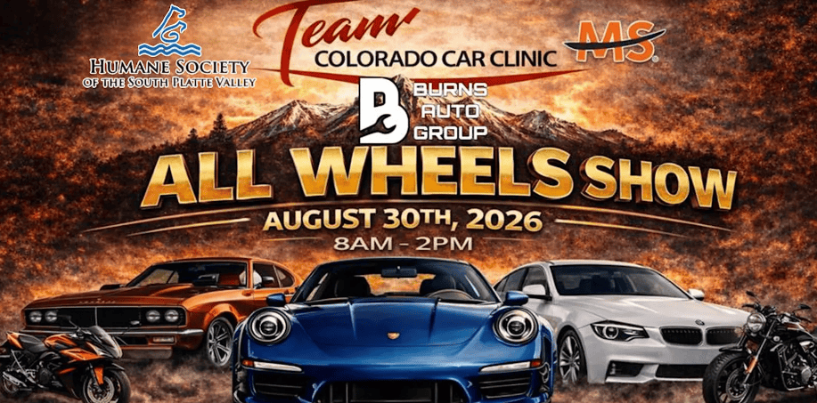 Team Colorado Car Clinic All Wheels Show event at The German Car Shoppe in Littleton, CO on August 30, 2026