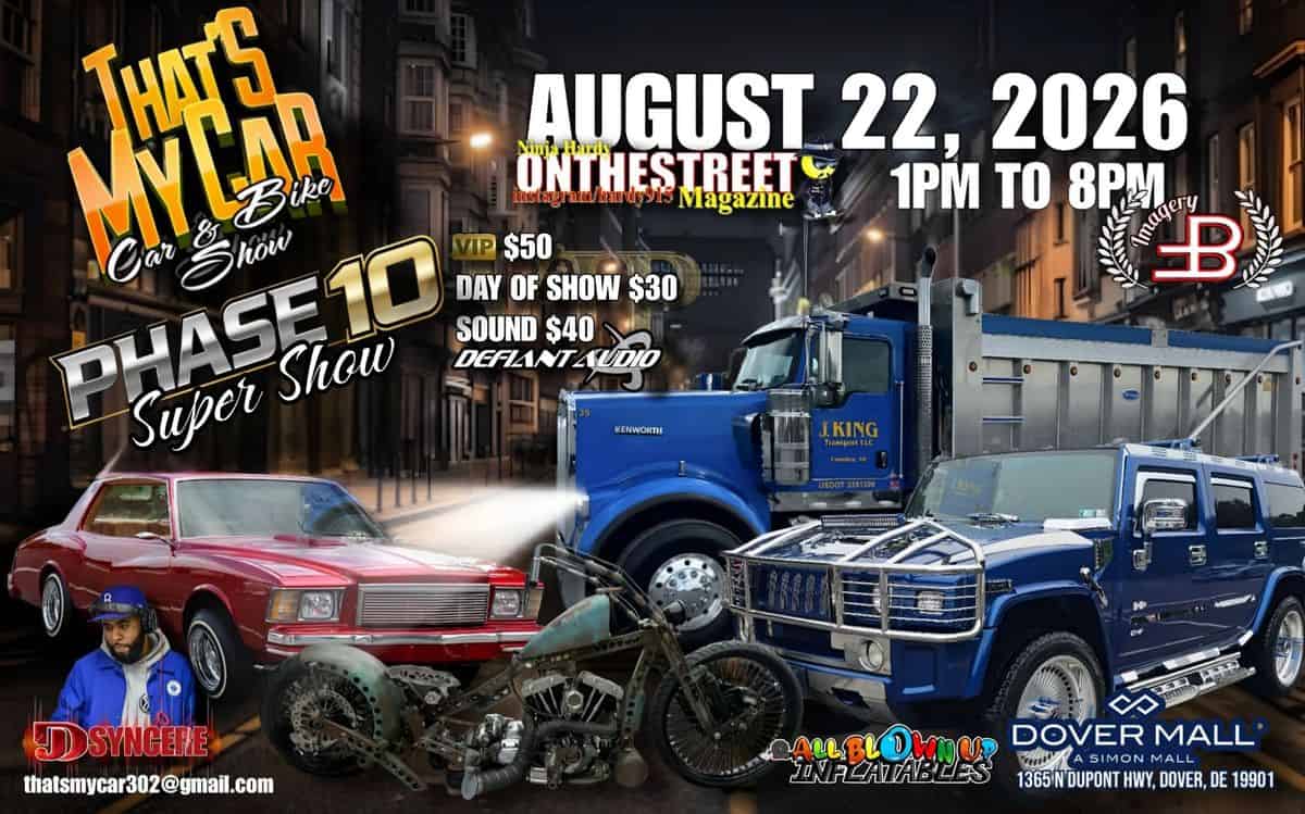 That's My Car Phase 10 Super Show event at Dover Mall in Dover, DE on August 22, 2026
