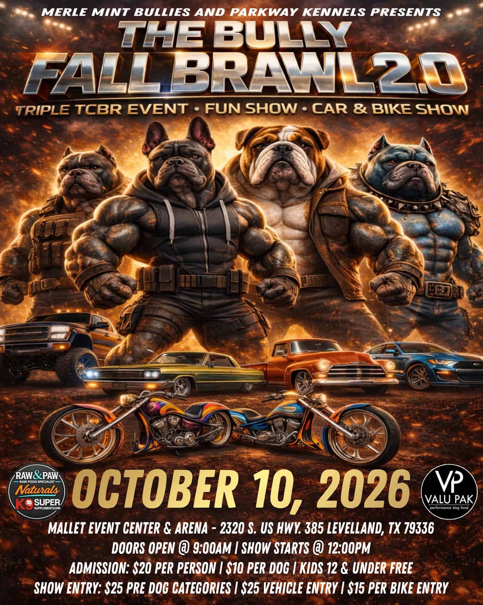 The Bully Fall Brawl 2.0 event at Mallet Event Center & Arena in Levelland, TX on October 10, 2026