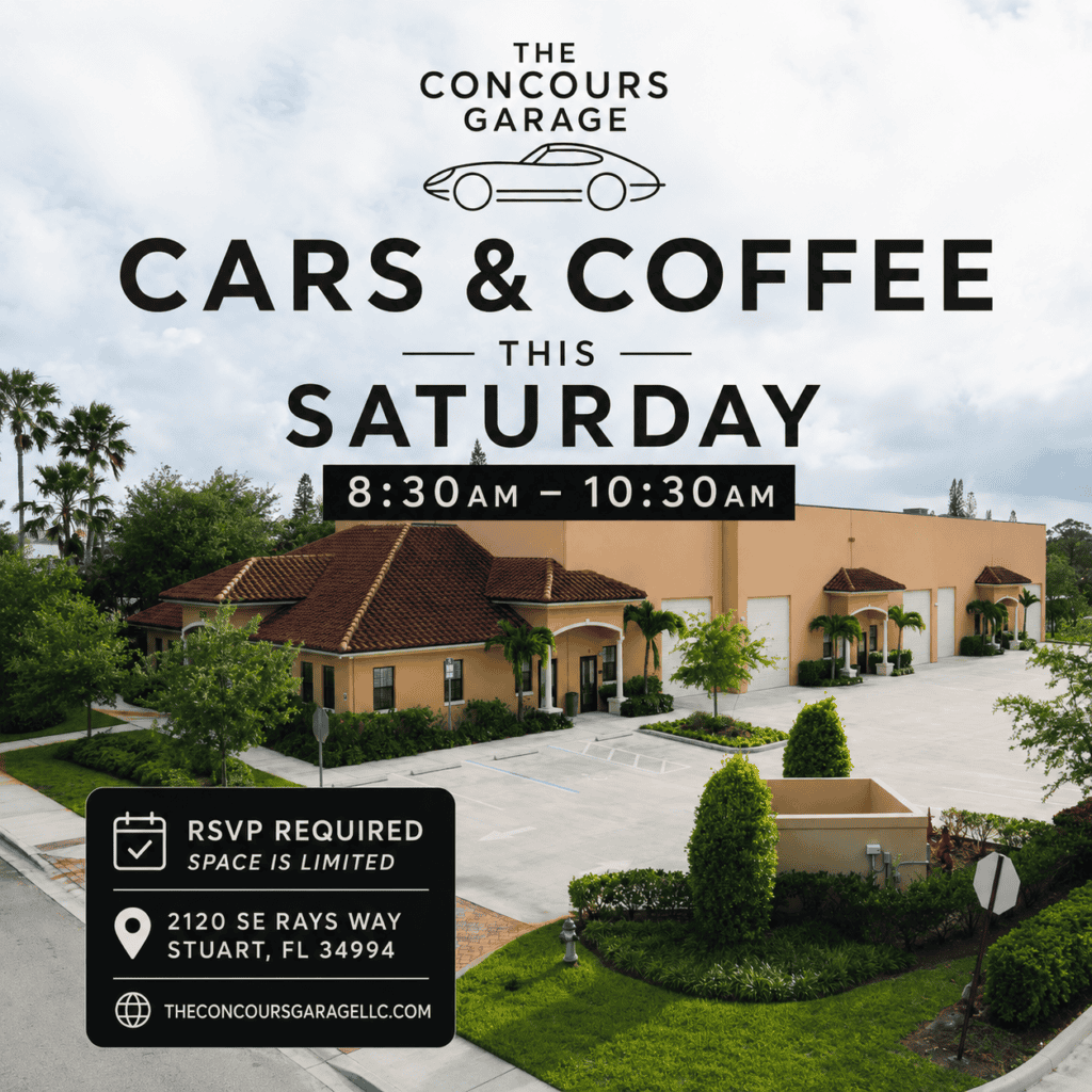 The Concours Garage Cars & Coffee event at The Concours Garage in Stuart, FL on August 15, 2026