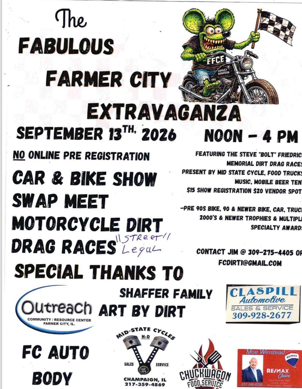 The Fabulous Farmer City Extravaganza event at Farmer City Raceway in Farmer City, IL on September 13, 2026