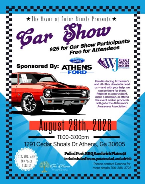 The Haven at Cedar Shoals Car Show event at The Haven at Cedar Shoals in Athens, GA on August 29, 2026