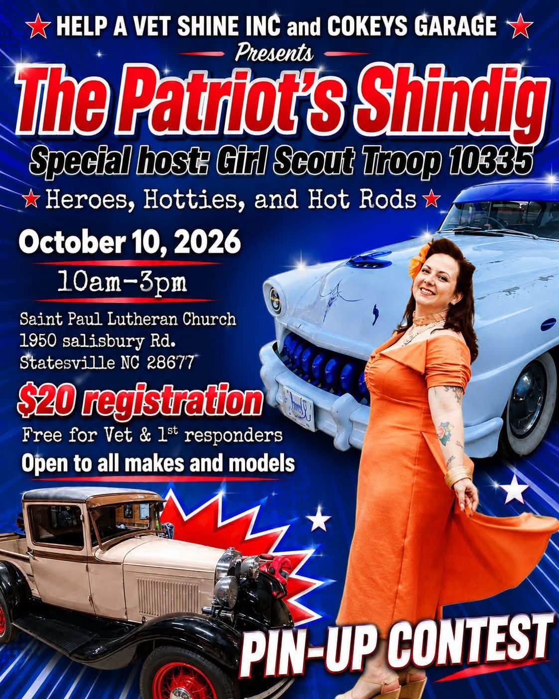The Patriot's Shindig event at Saint Paul Lutheran Church in Statesville, NC on October 10, 2026