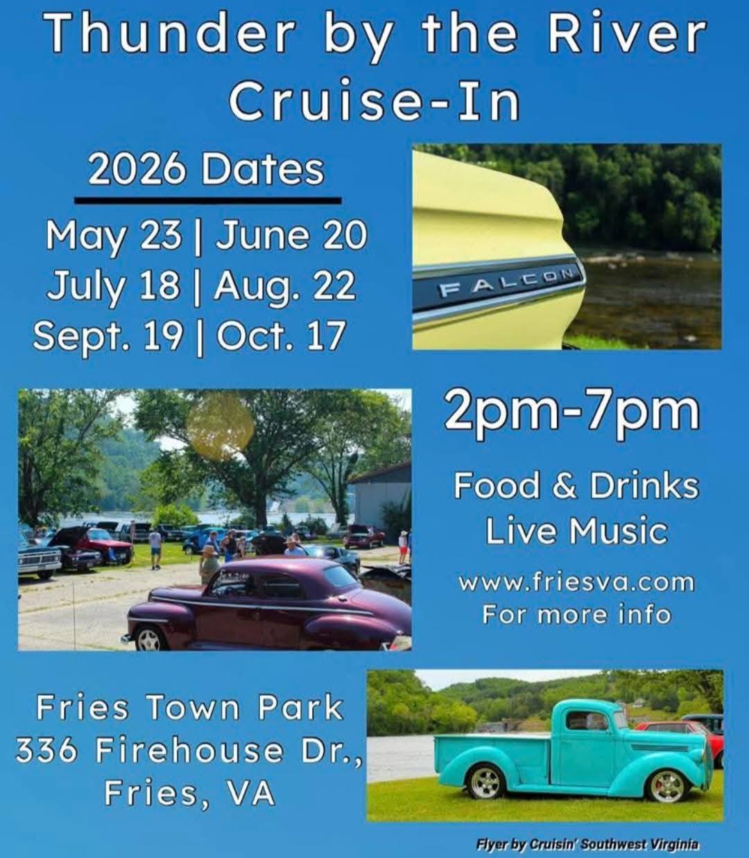 Thunder by the River Cruise-In event at Fries Town Park in Fries, VA on August 22, 2026