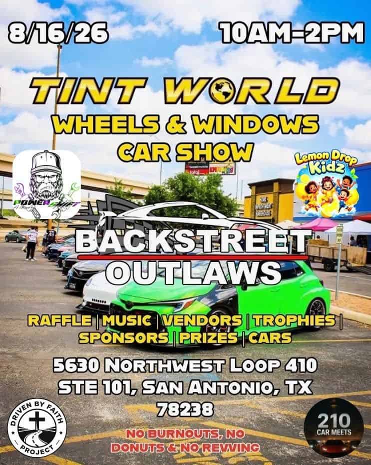 Tint World Wheels & Windows Car Show event at Tint World in San Antonio, TX on August 16, 2026