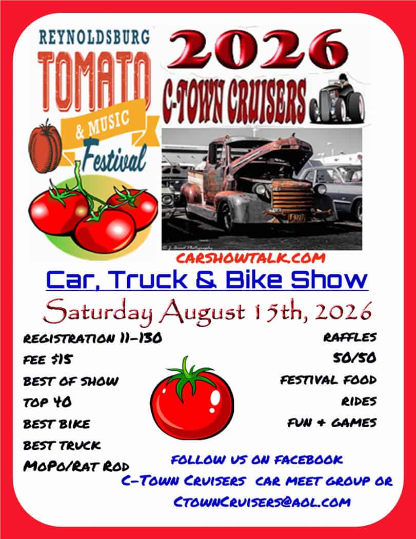 TomatoFest 2026 Car, Truck and Bike Show event at Huber Park in Reynoldsburg, OH on August 15, 2026