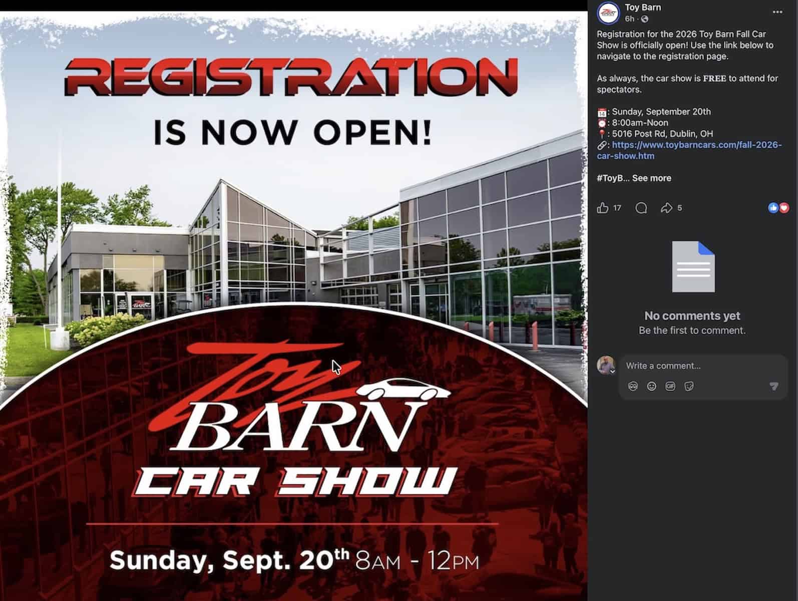 Toy Barn Fall Car Show event at Toy Barn in Dublin, OH on September 20, 2026