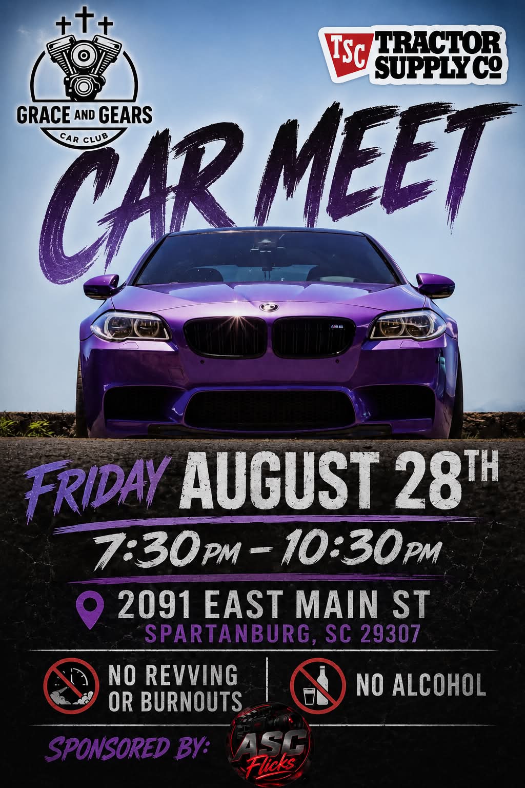 Tractor Supply Co Car Meet event at Tractor Supply Co in Spartanburg, SC on August 28, 2026