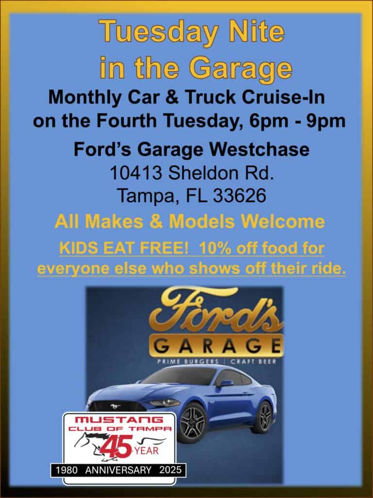 Tuesday Nite in the Garage at Ford's Garage Westchase event at Ford's Garage Westchase in Tampa, FL on August 25, 2026