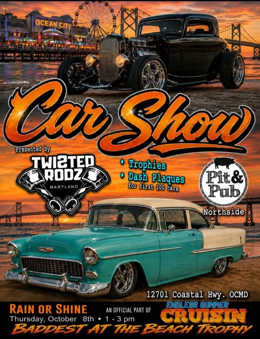TW1STED RODZ Car Show event at Pit & Pub Northside in Ocean City, MD on October 8, 2026