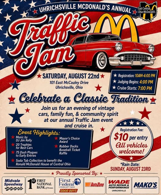 Uhrichsville McDonald's Annual Traffic Jam event at McDonald's in Uhrichsville, OH on August 22, 2026