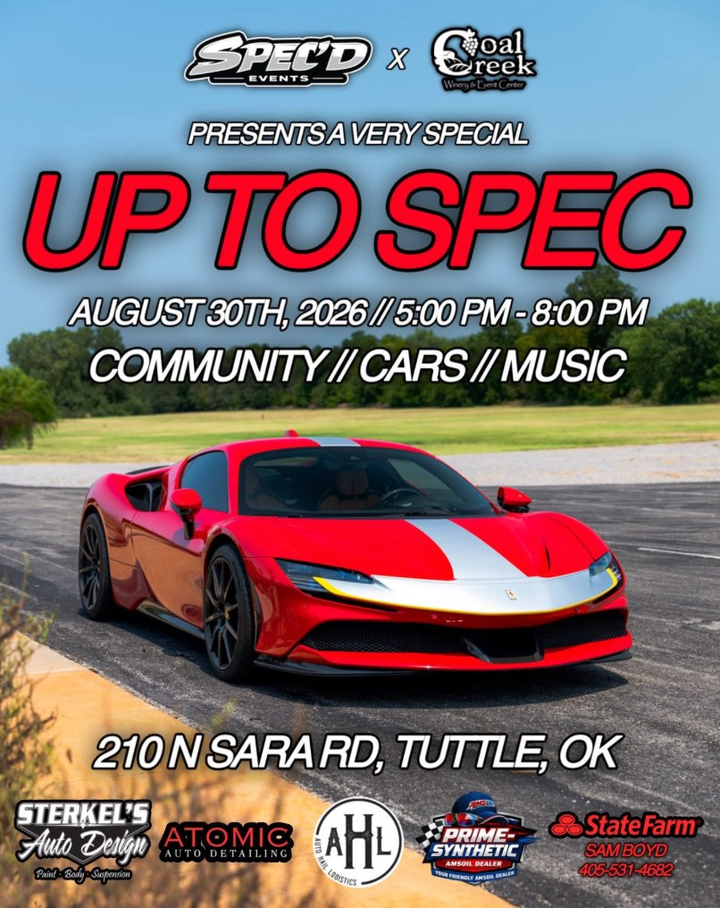 Up to Spec event at Coal Creek Varga Event Center in Tuttle, OK on August 30, 2026