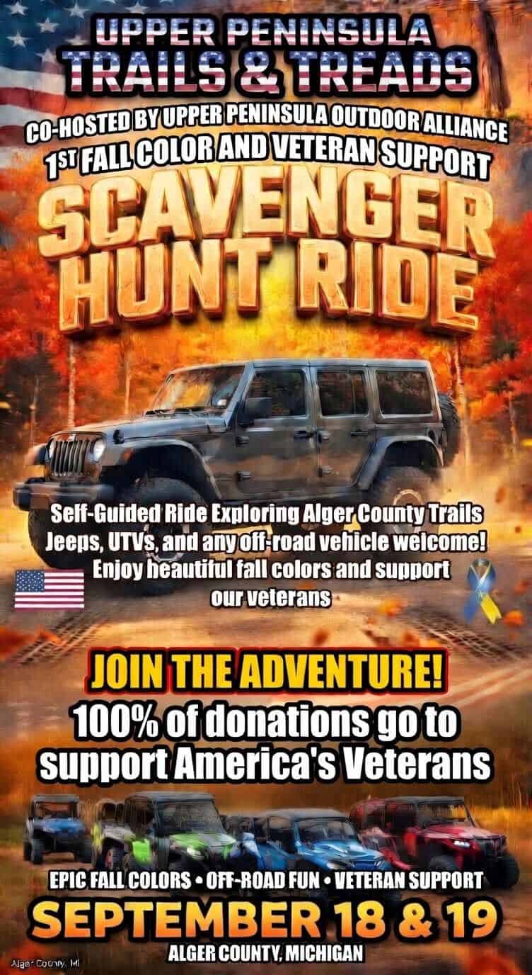 Upper Peninsula Trails & Treads Scavenger Hunt Ride event at Munising High School in Munising, MI on September 18, 2026
