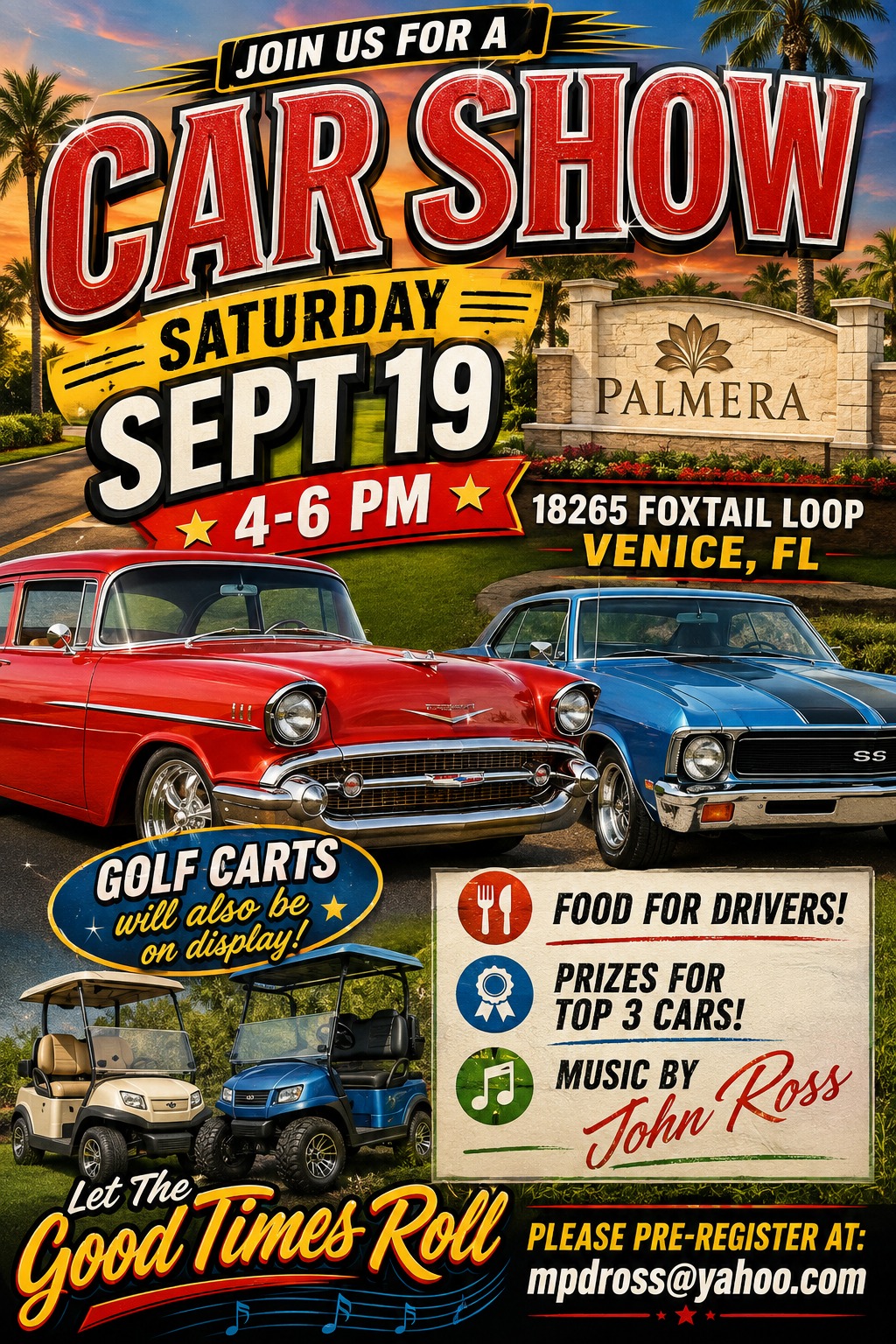 Venice Car Show event at 18265 Foxtail Loop in Venice, FL on September 19, 2026