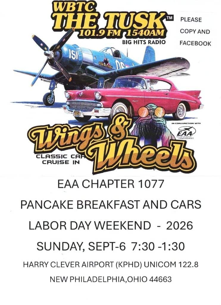 Wings & Wheels event at Harry Clever Airport in New Philadelphia, OH on September 6, 2026