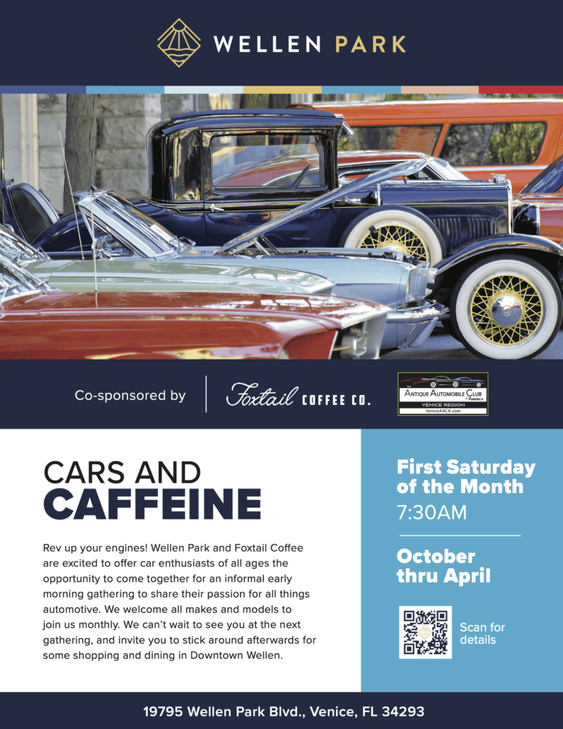 Wellen Park Cars and Caffeine event at Wellen Park in Venice, FL on October 3, 2026