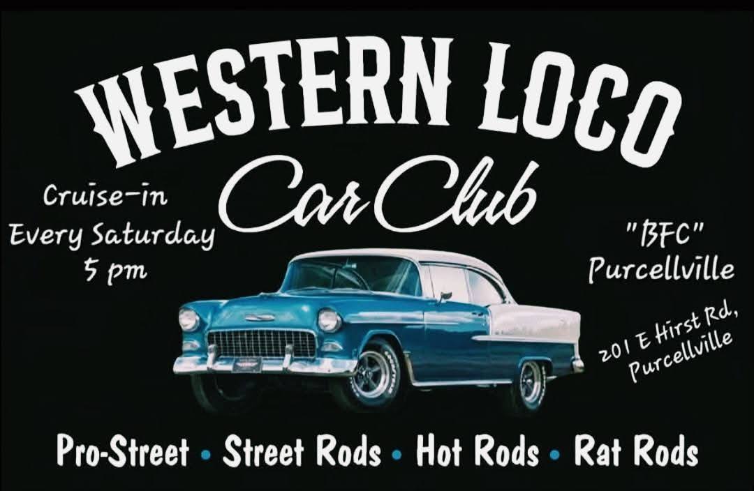 Western Loco Car Club Cruise-In event at BFC in Purcellville, VA on August 22, 2026