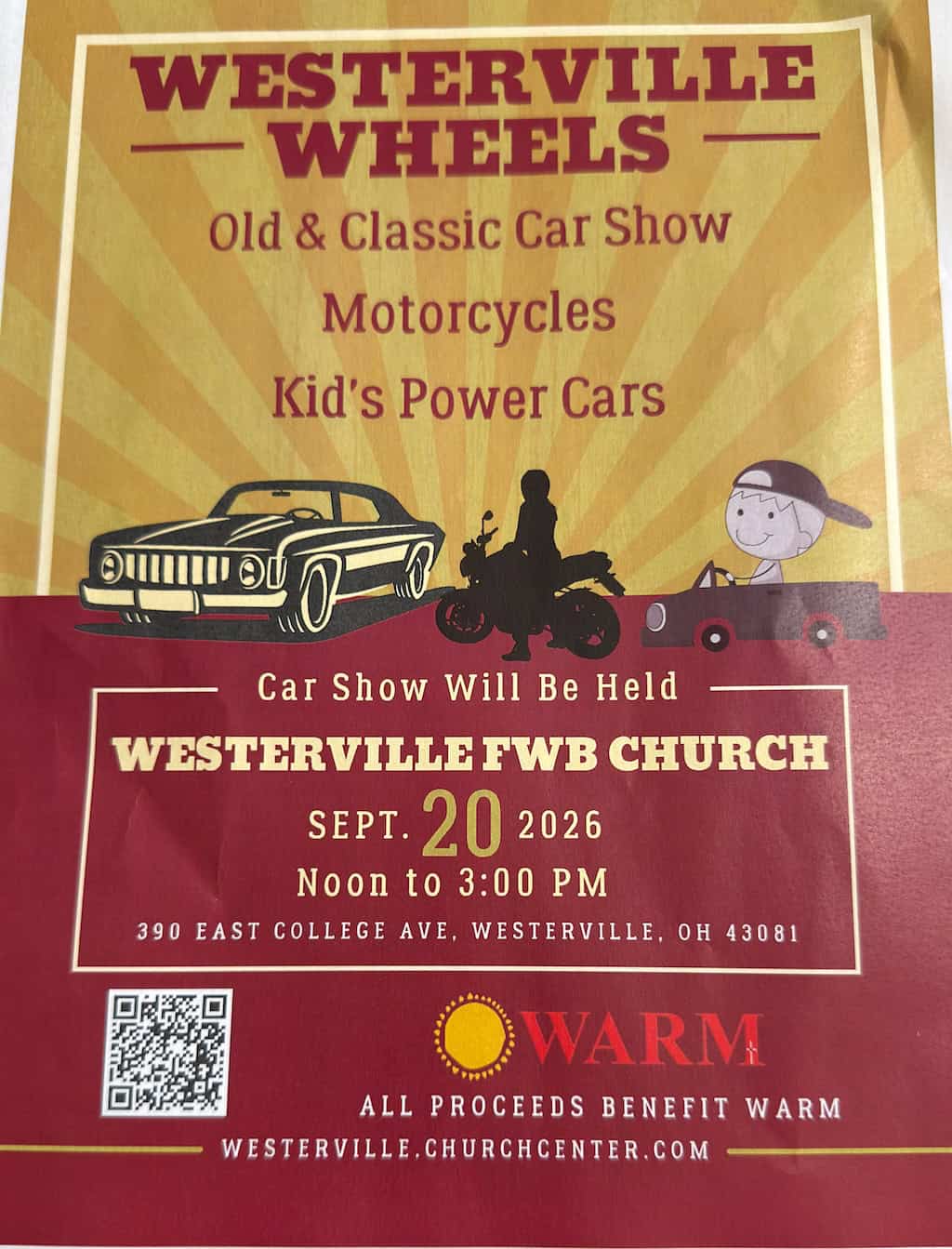 Westerville Wheels event at Westerville FWB Church in Westerville, OH on September 20, 2026