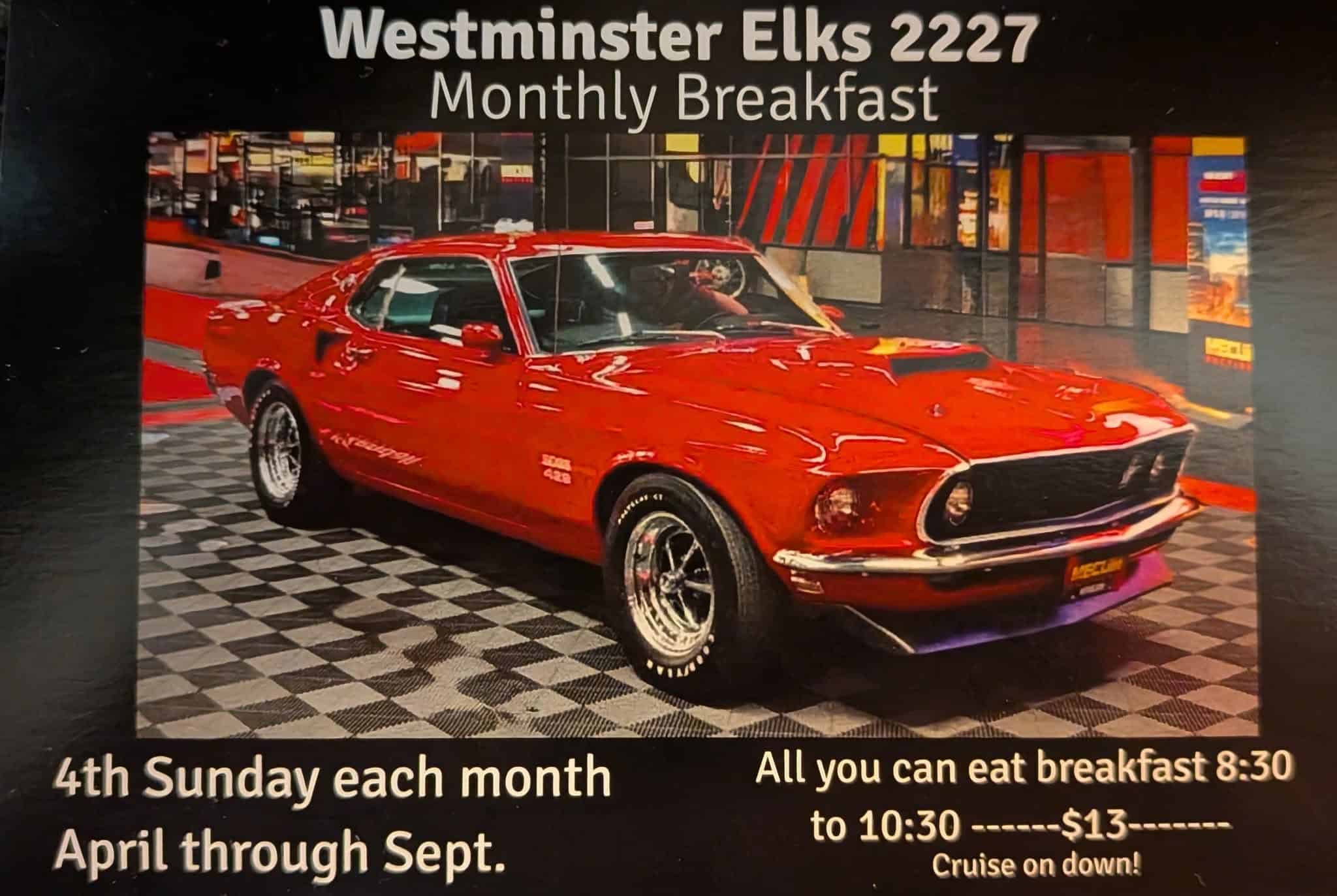 Westminster Elks 2227 Monthly Breakfast event at Westminster Elks 2227 in Westminster, CO on August 24, 2026
