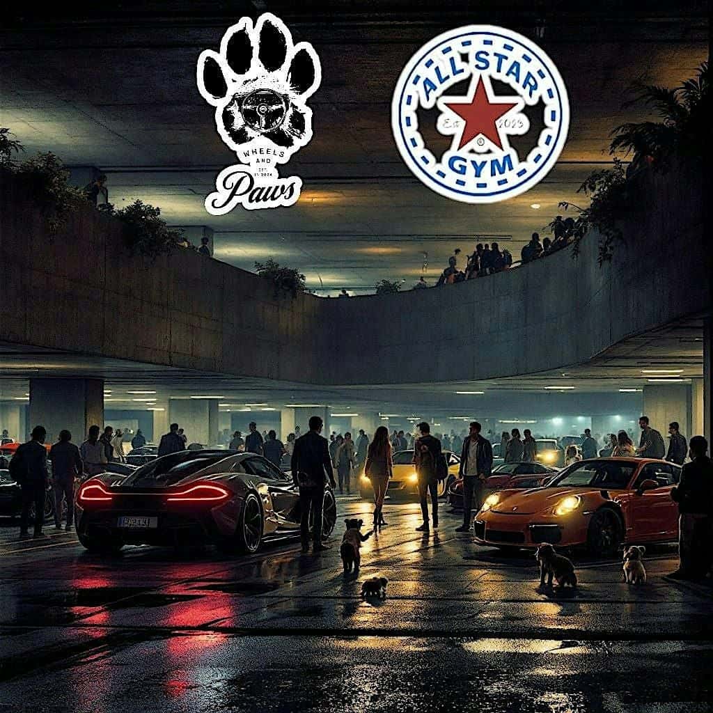 Wheels and Paws Parking Garage Car Party event at Allstar Gym and Fitness in Pompano Beach, FL on September 5, 2026