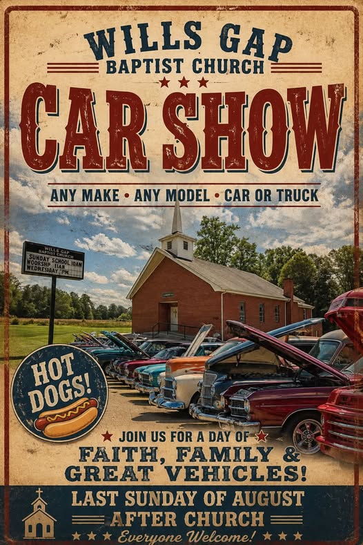 Wills Gap Baptist Church Car Show event at Wills Gap Baptist Church in Ararat, VA on August 30, 2026