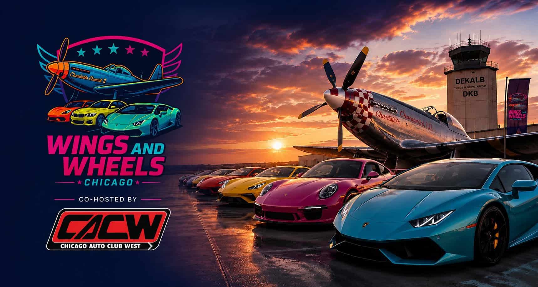 Wings and Wheels Chicago event at DeKalb Taylor Municipal Airport in DeKalb, IL on August 23, 2026