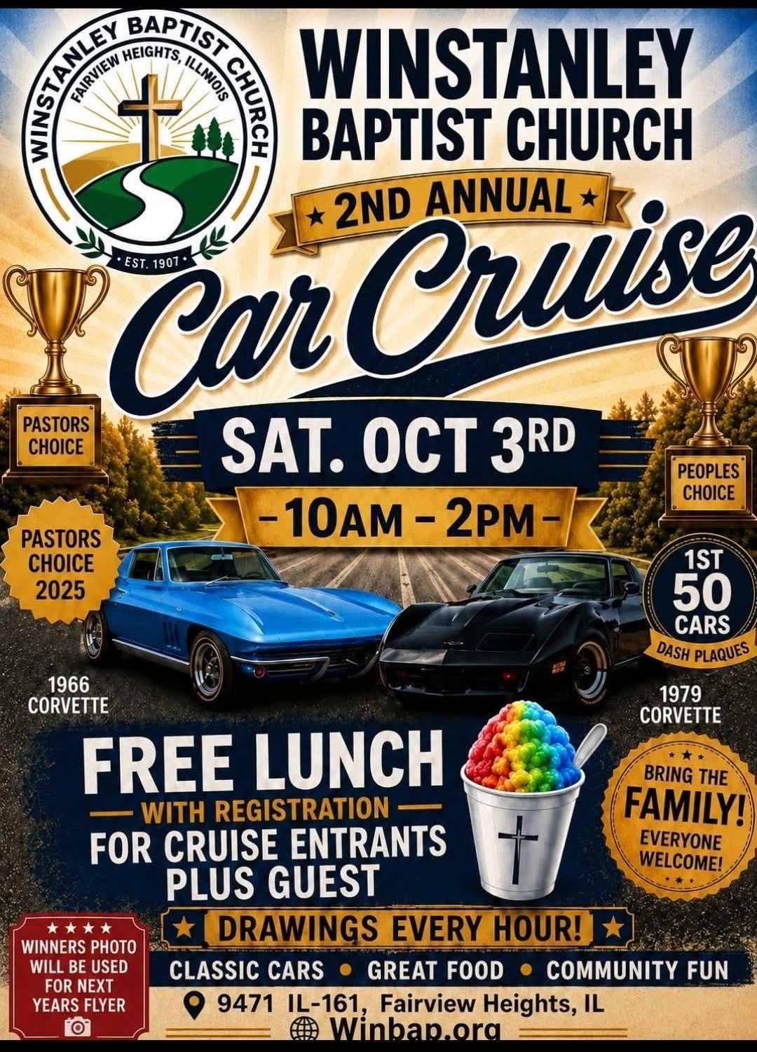 Winstanley Baptist Church 2nd Annual Car Cruise event at Winstanley Baptist Church in Fairview Heights, IL on October 3, 2026
