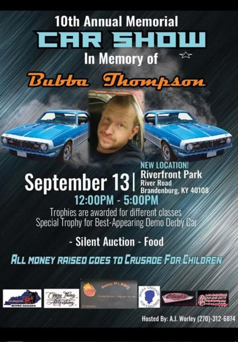 10th Annual Memorial Car Show in Memory of Bubba Thompson car show in Brandenburg, KY