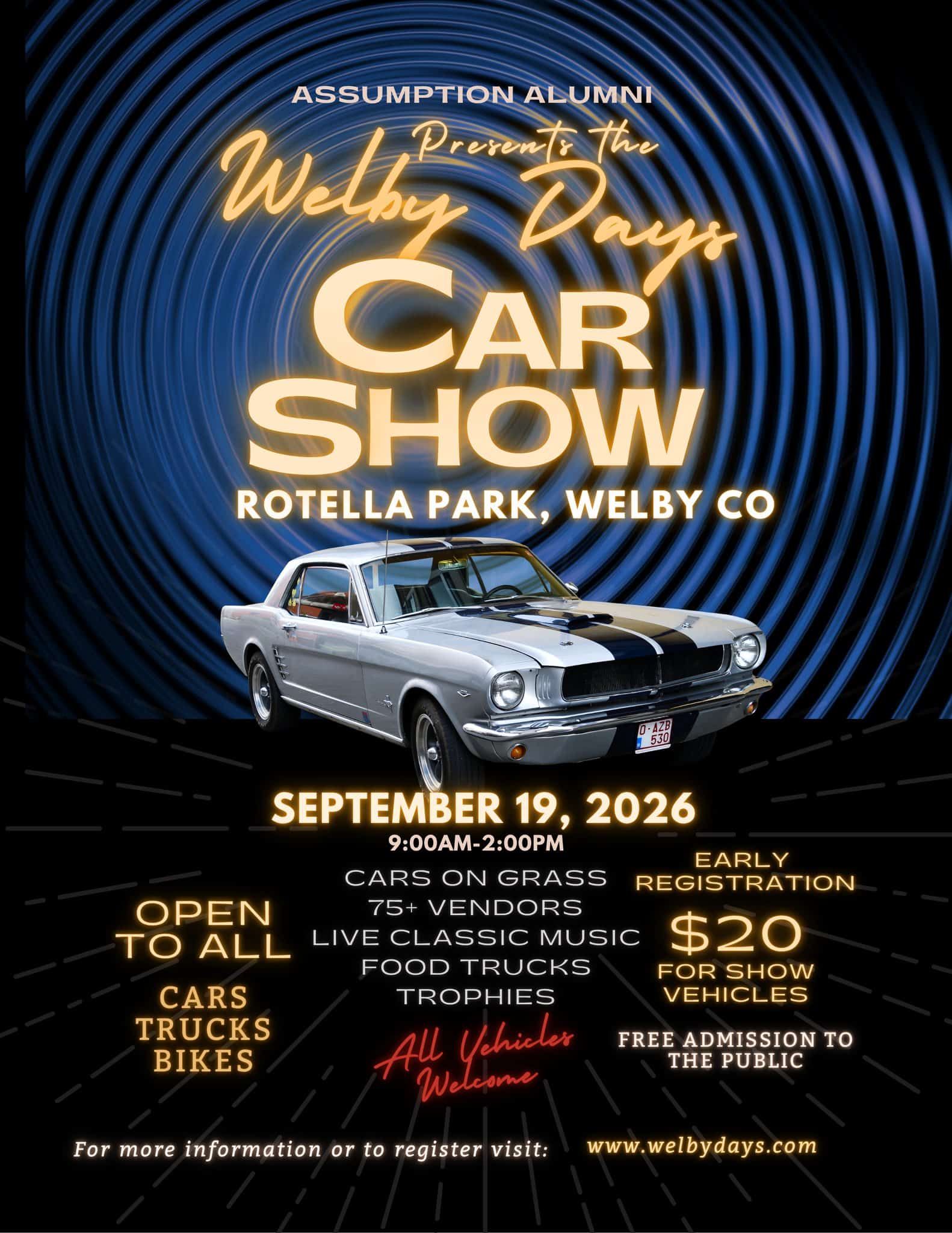 17th Annual Welby Days Car Show event at Rotella Park in Denver, CO on September 19, 2026