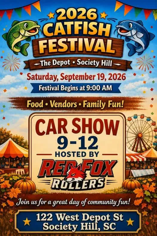 2026 Catfish Festival Car Show event at The Depot in Society Hill, SC on September 19, 2026