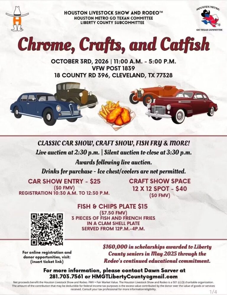 Chrome, Crafts, and Catfish car show in Cleveland, TX