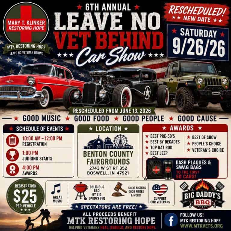 6th Annual Leave No Vet Behind Car Show car show in Boswell, IN