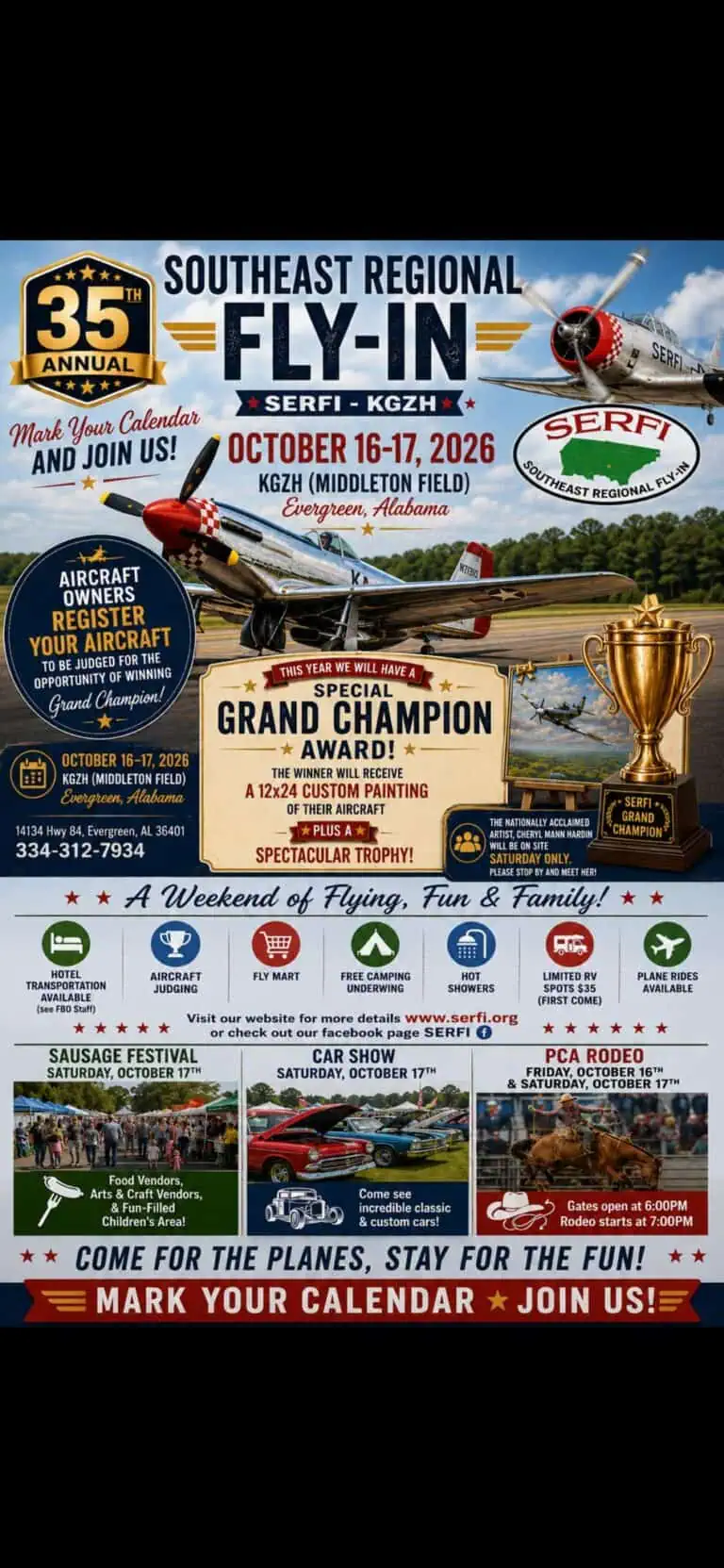 35th Annual Southeast Regional Fly-In (SERFI) car show in Evergreen, AL